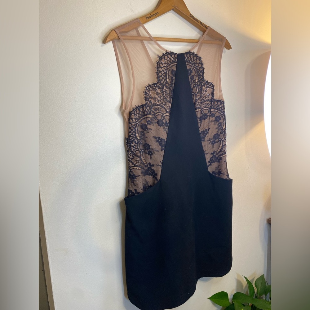 BCBGMaxAzria Black and Nude Lace Mini Dress - Picture 4 of 10